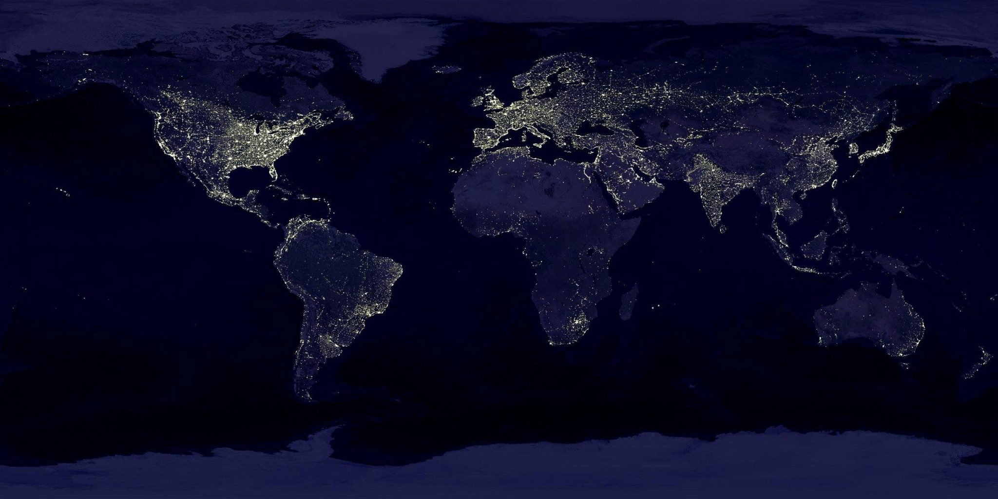 Dark aerial view of earth laws in space